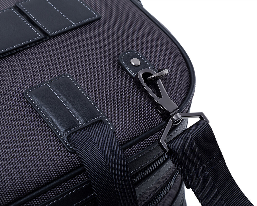 Atlas Travel Bag in Charcoal Grey Nylon and Black Calfskin – James ...