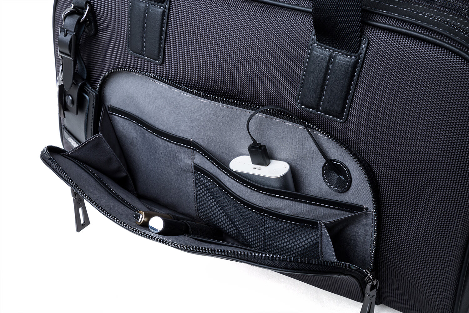 JMNY-Atlas-旅行バッグチャコールグレー前ポケット