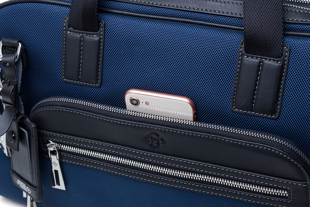 JMNY-Atlas-ネービーブルーの前隠されたポケットの旅行バッグ