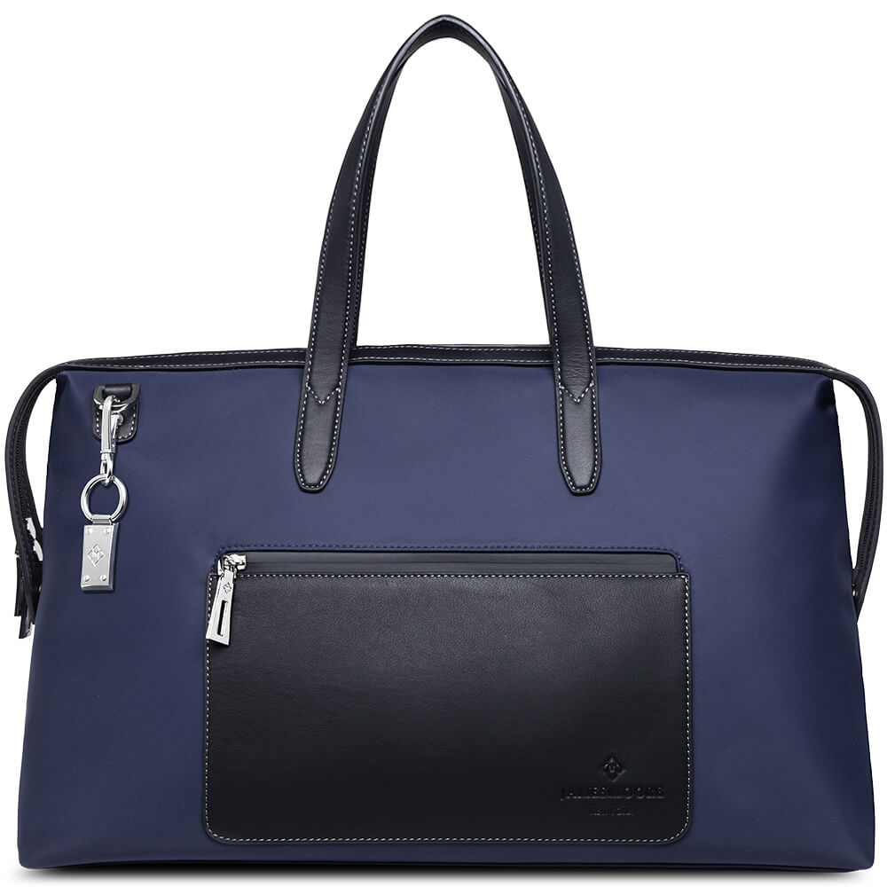 The Big Kyoto Zip Tote Bag in Dark Navy-Blue Nylon and Black Leather –  James Moore New York