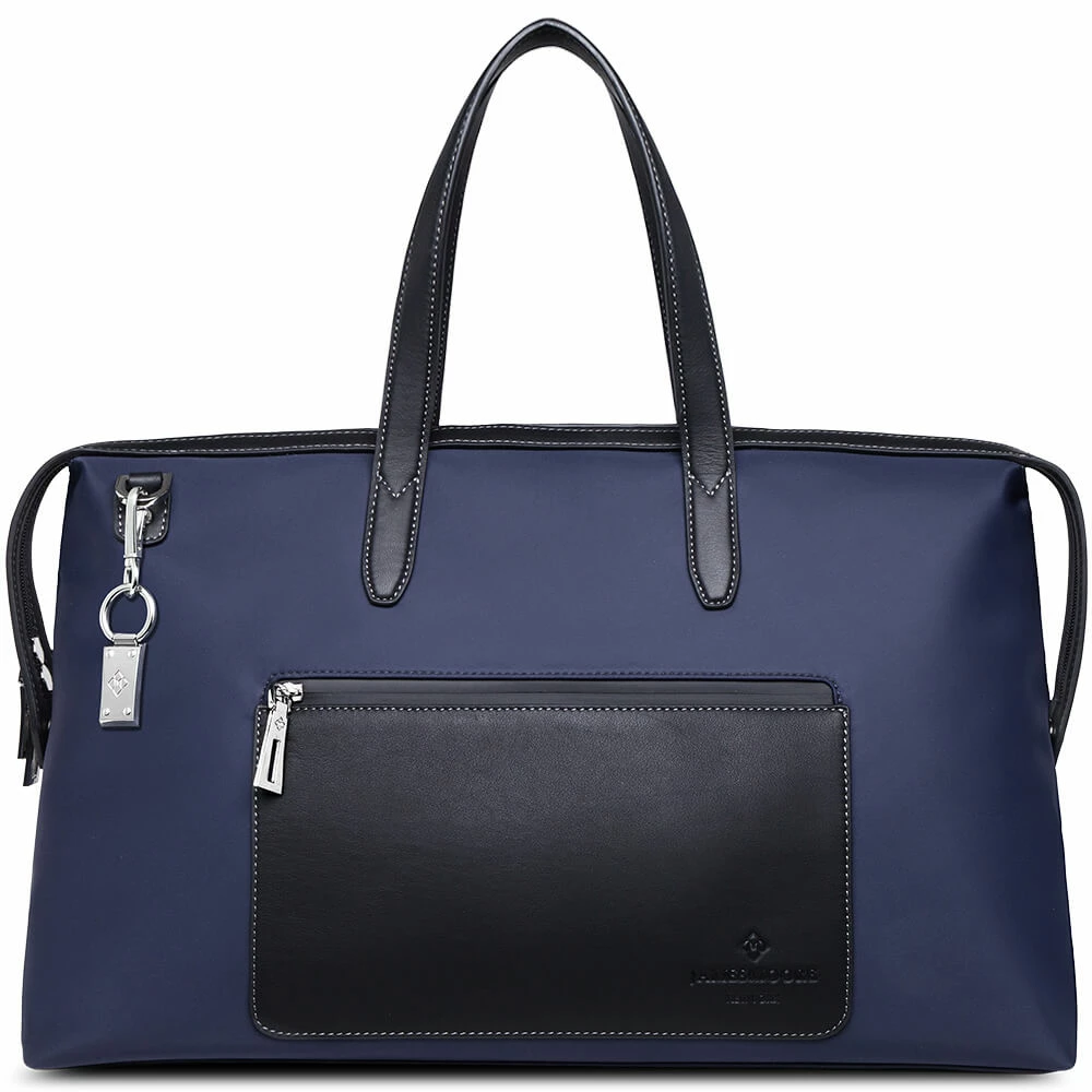 The Big Kyoto Zip Tote Bag in Dark Navy-Blue Nylon and Black