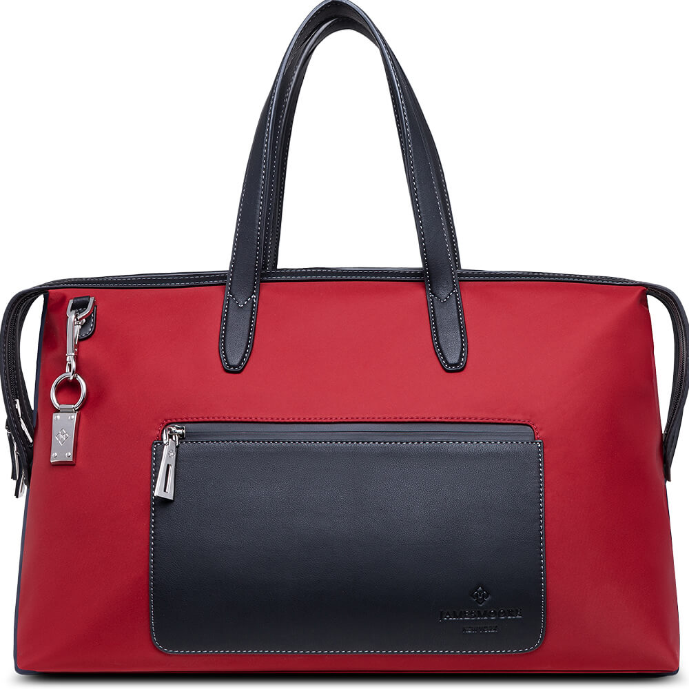 The Big Kyoto Zip Tote Bag in Rich Red Nylon and Black Leather – Moore New York