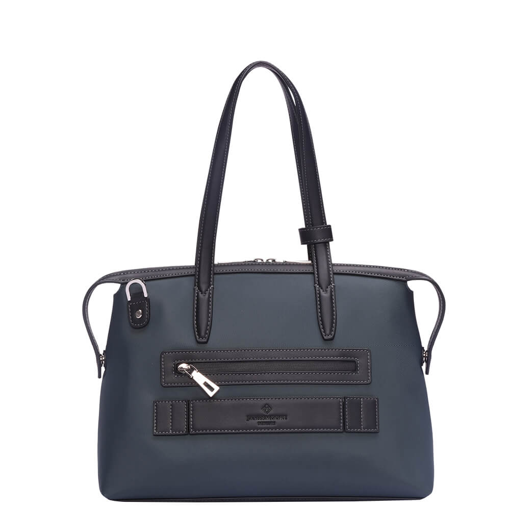 灰色のナイロンおよび黒いLeather_Backの小さい京都Zipトートバッグ 1